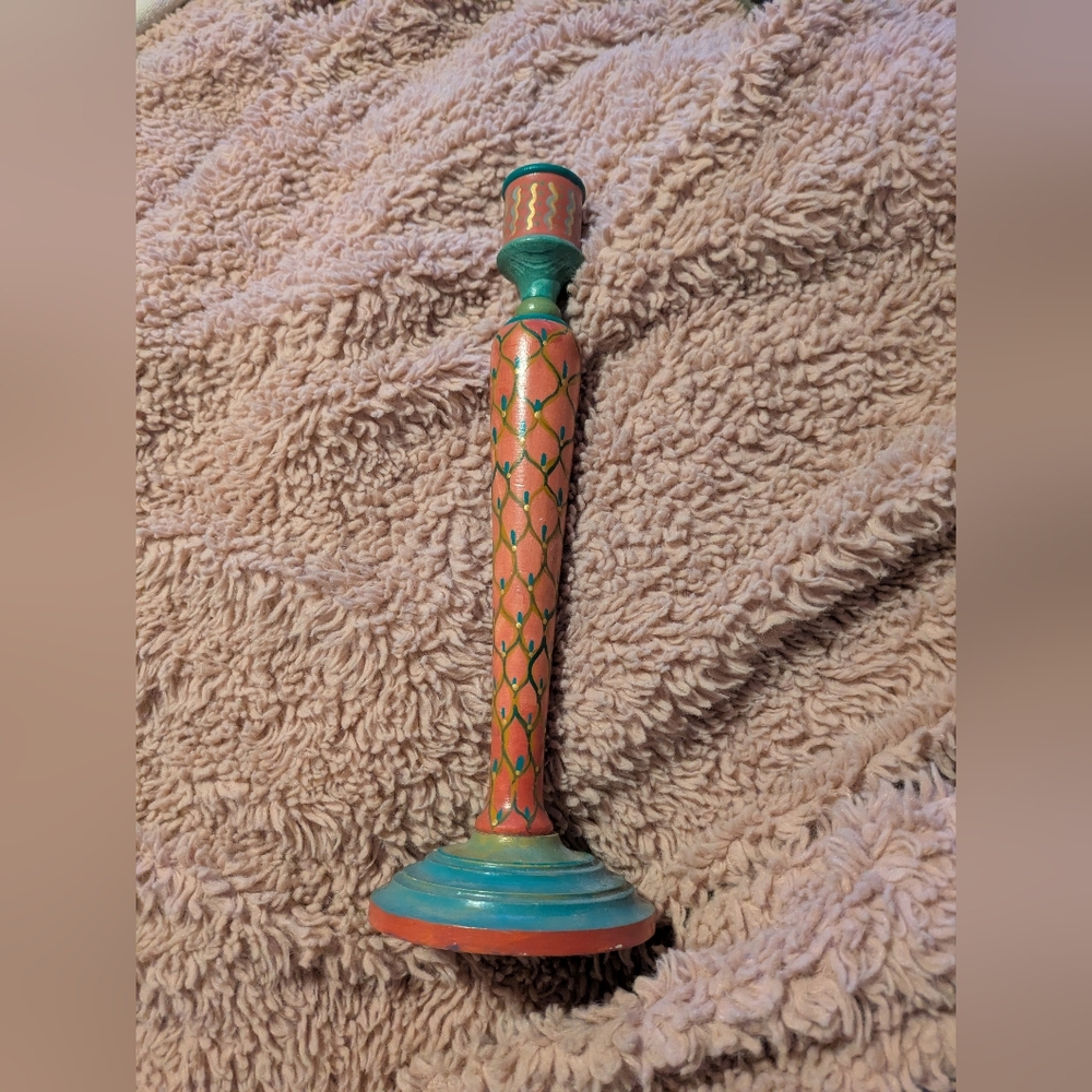 Colorful Hand-Painted Candle Holder
